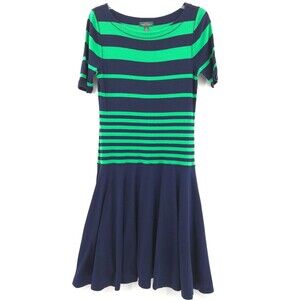 Lauren Ralph Lauren knit dress nautical old money striped green/navy Size M